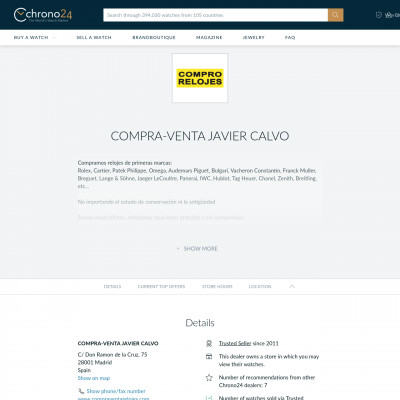 COMPRA-VENTA JAVIER CALVO(Spain)|Timepeaks Watch Shop List