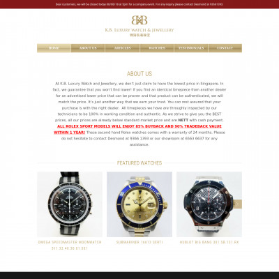 K.B. Luxury Watch and Jewellery(Singapore)|Timepeaks Klokkebutikk Liste