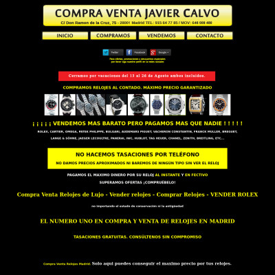 Compra Venta Relojes Javier Calvo(España)|Timepeaks Ver lista de tiendas